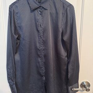 Banana Republic Men’s Parker Blue Navy Geometric Button Up Shirt Long Sleeve XS